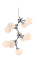 Rustic Lamps - 25.6" x 25.6" x 31.5" White & Chrome, Frosted Glass, Metal, Ceiling Lamp