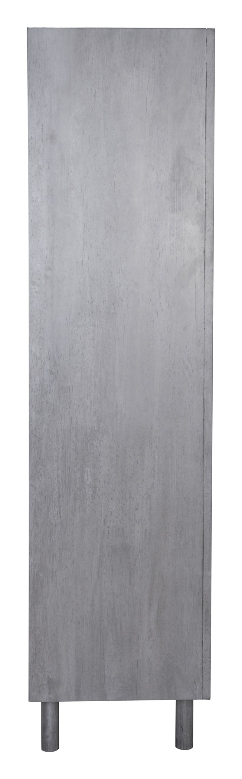 Wall Shelf Unit - 35.4" x 15.7" x 63" Gray, Rubber Wood Veneer, MDF, Wide Tall Shelf