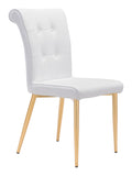 Modern Dining Chairs - 18.5" x 24" x 36" White, Leatherette, Painted Metal, Dining Chair - Set of 2