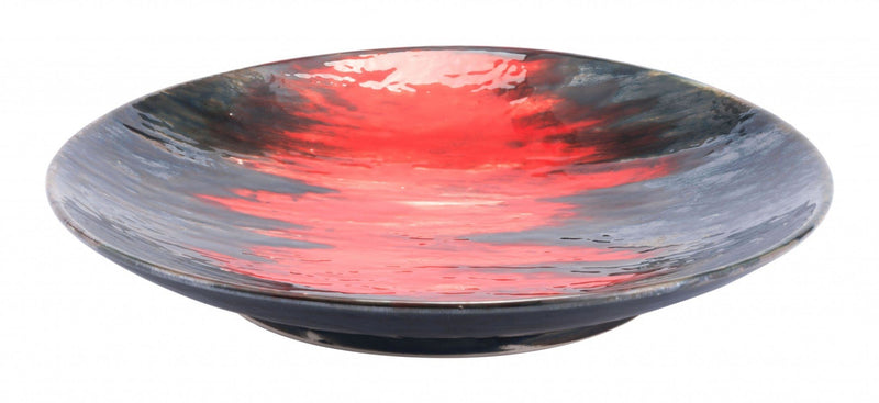 Table Decorations - 14.6" x 14.6" x 2.4" Black & Red, Ceramic, Plate