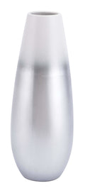 White Vase - 5.9" x 5.9" x 15.6" Silver & White, Ceramic, Medium Vase