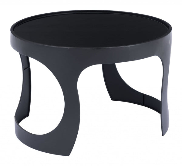 Black End Tables - 23.6" x 23.6" x 15.7" Black, Glass, Steel, End Table