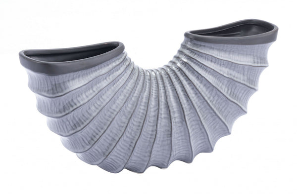 Ceramic Bowl - 16.5" x 3.5" x 7.5" Gray, Ceramic, Large Bowl
