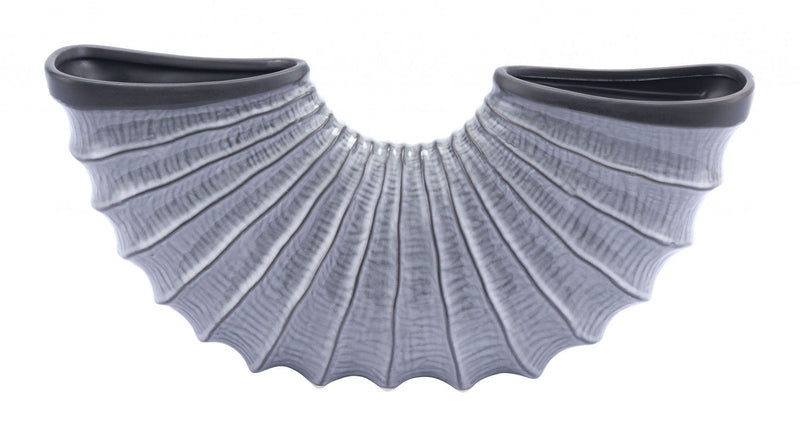 Ceramic Bowl - 16.5" x 3.5" x 7.5" Gray, Ceramic, Large Bowl