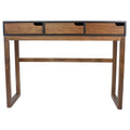 Console Table with Storage - 43" X 16" X 32" Black & Mocha Solid Wood Three Drawer Console Table