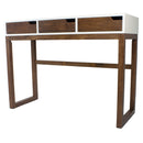 Console Table with Storage - 43" X 16" X 32" White & Mocha Solid Wood Three Drawer Console Table
