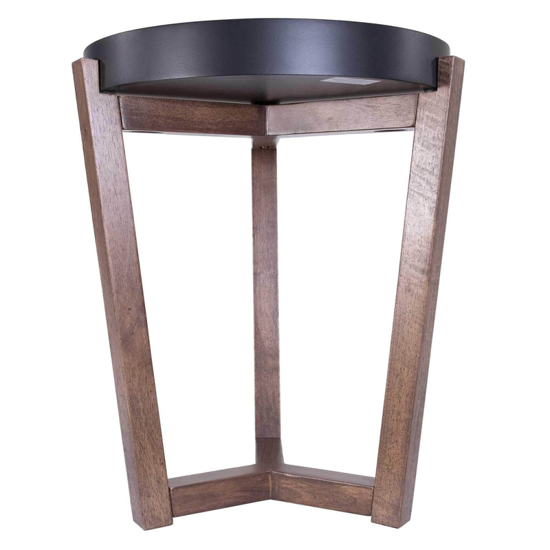 Round Table - 16" X 16" X 20" Black & Mocha Solid Wood Round Table