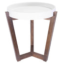 Round Table - 16" X 16" X 20" White & Mocha Solid Wood Round Table