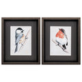 Silver Picture Frames - 10" X 12" Brushed Silver Frame Bird On Branch (Set of 2)