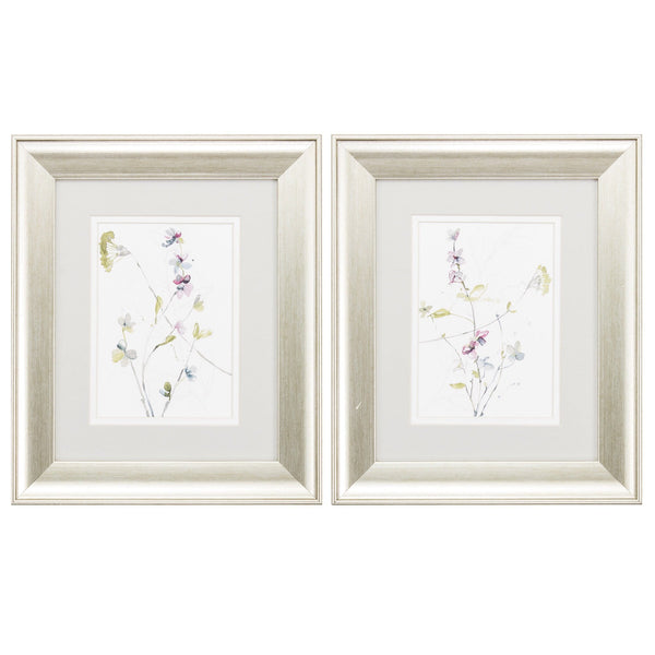 Silver Picture Frames - 11" X 13" Brushed Silver Frame Branches & Blossoms (Set of 2)