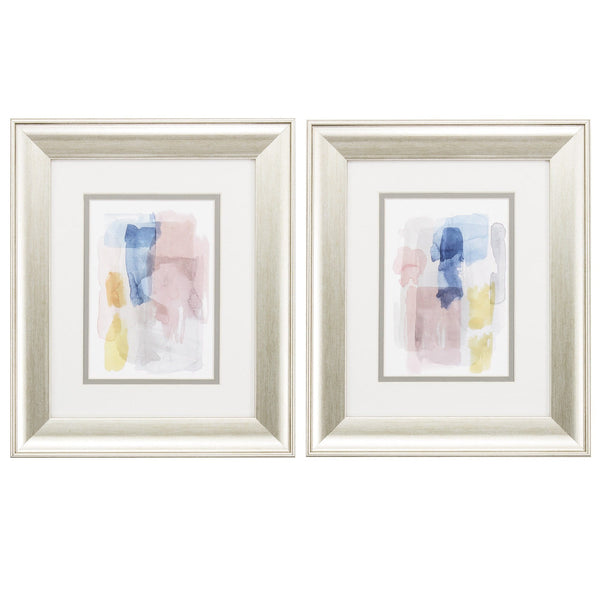 Silver Picture Frames - 11" X 13" Brushed Silver Frame Puddle Pastel (Set of 2)