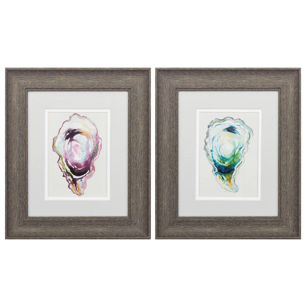 Picture Frame Set - 11" X 13" Distressed Wood Toned Frame Oyster (Set of 2)