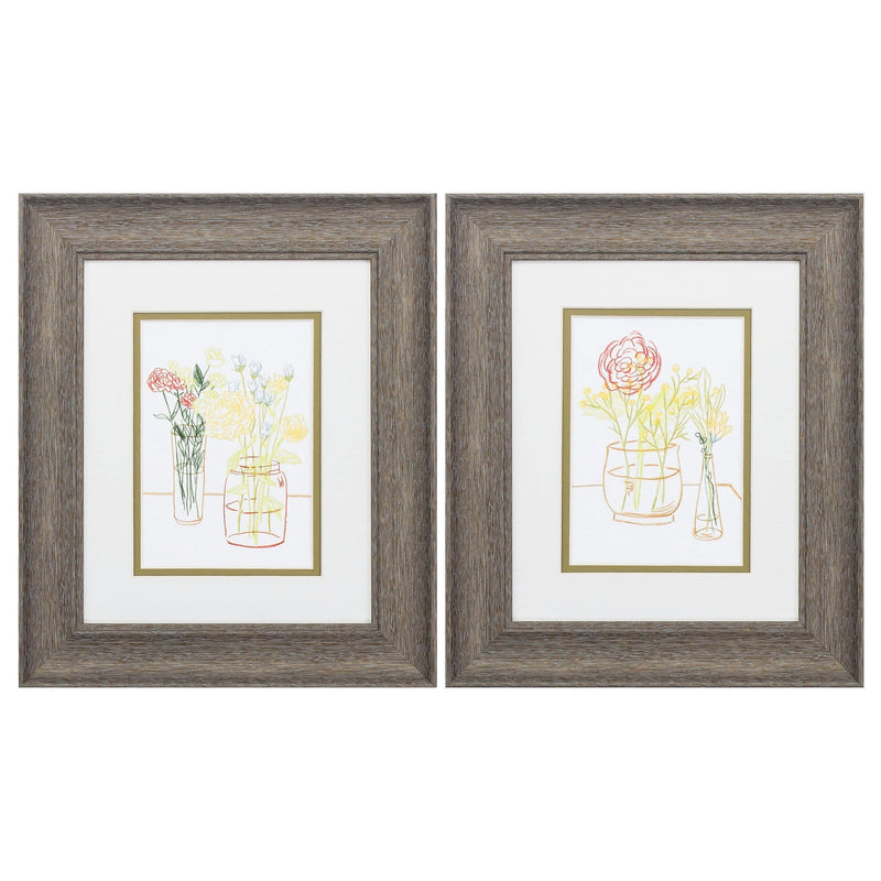 Picture Frame Set - 11" X 13" Distressed Wood Toned Frame Starting Fresh (Set of 2)