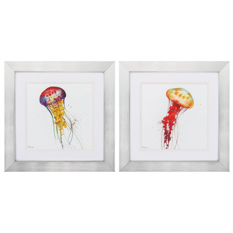 Collage Picture Frames - 20" X 20" Silver Frame Deep Sea Jellies (Set of 2)