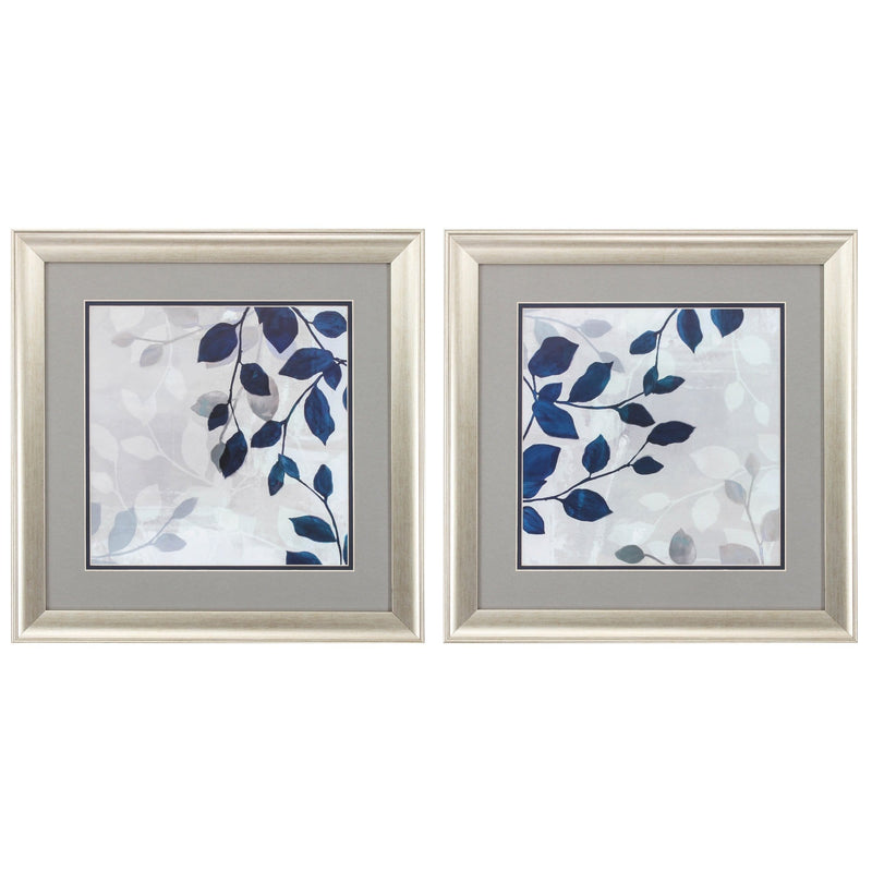 Collage Picture Frames - 19" X 19" Brushed Silver Frame Leaves In The Mist (Set of 2)