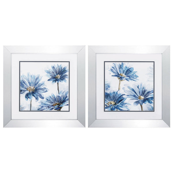 Collage Picture Frames - 20" X 20" Silver Frame Bright Blue Garden (Set of 2)
