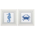 White Collage Picture Frames - 19" X 19" White Frame Sea Horse Crab (Set of 2)