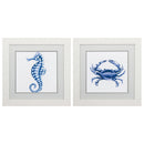 White Collage Picture Frames - 19" X 19" White Frame Sea Horse Crab (Set of 2)