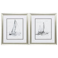 Collage Picture Frames - 19" X 22" Aged Silver Frame Coastal Boat Sketch (Set of 2)