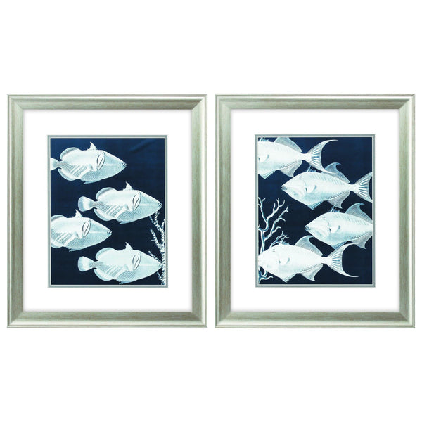 Cheap Picture Frames - 19" X 22" Brushed Silver Frame Deep Blue Sea (Set of 2)