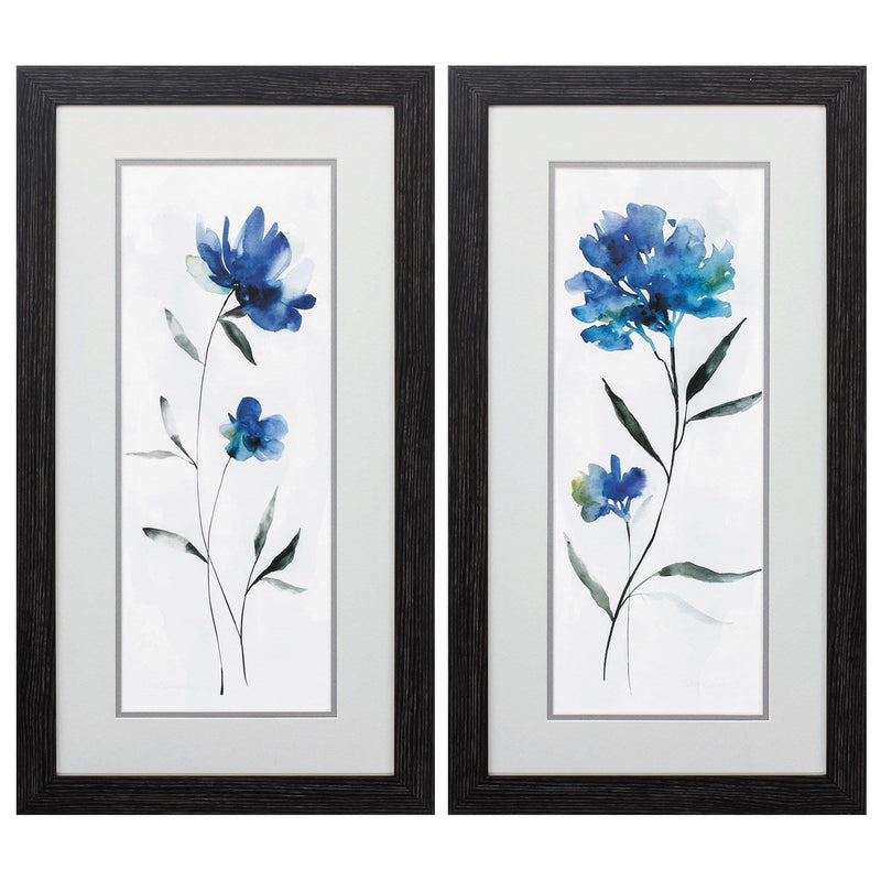 Black Picture Frames - 14" X 26" Distressed Black Frame Beautiful Blue (Set of 2)