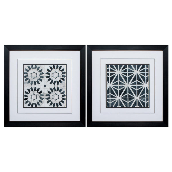 Hanging Picture Frames - 23" X 23" Black Frame Neutral Tile Collect (Set of 2)