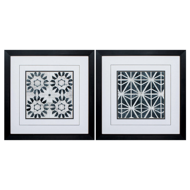 Hanging Picture Frames - 23" X 23" Black Frame Neutral Tile Collect (Set of 2)