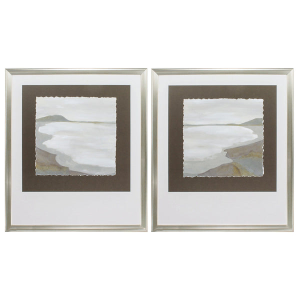 Large Picture Frames - 31" X 36" Silver Frame Coastal Contour (Set of 2)