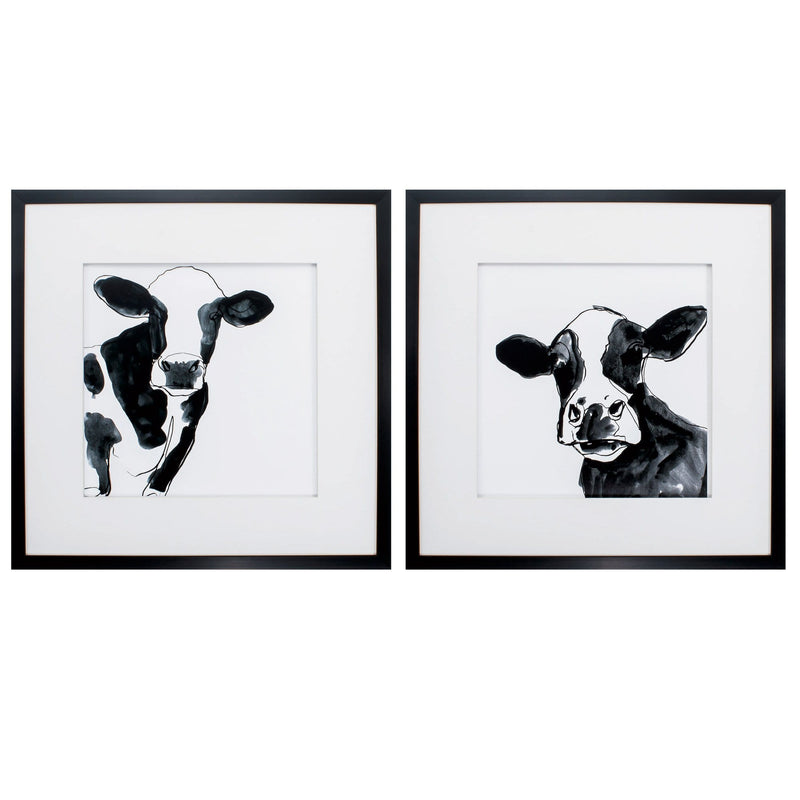 Cute Picture Frames - 28" X 28" Dark Wood Toned Frame Cow Contour (Set of 2)