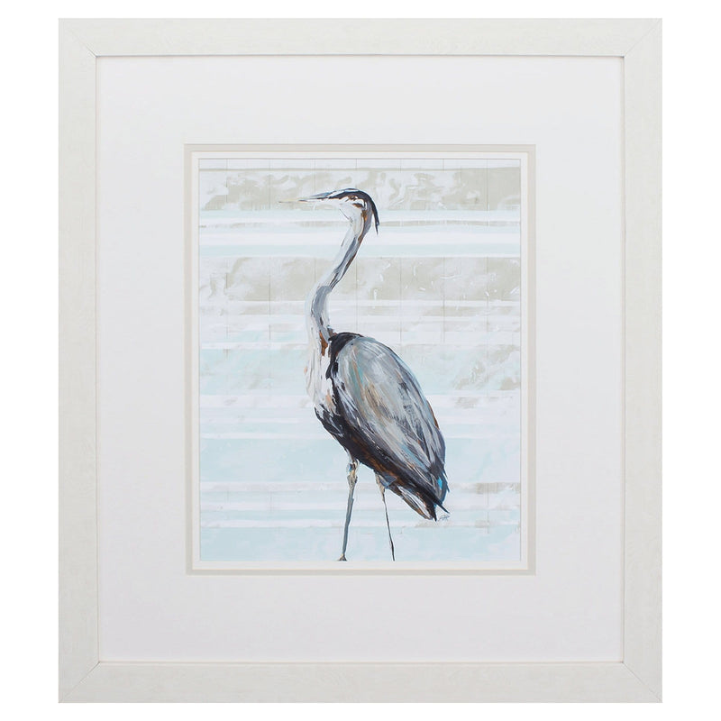 Rustic Picture Frames - 29" X 33" White Frame Grey Heron I