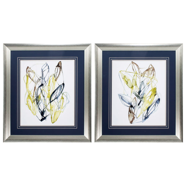 Wall Picture Frames - 27" X 31" Silver Frame Leaf Pathways (Set of 2)