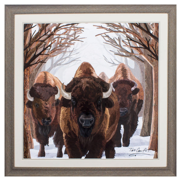 Decorative Frame - 30" X 30" Distressed Wood Toned Frame Buffalo