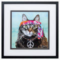 Wall Picture Frames - 18" X 18" Silver Frame Hippie Cat