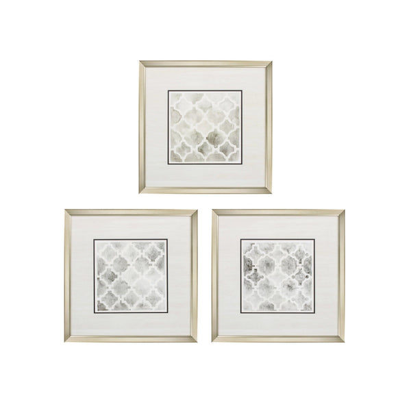 Wall Frame Decor - 22" X 22" Champagne Gold Color Frame  Neutral Impressions (Set of 3)