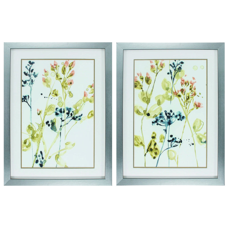 Family Picture Frames - 26" X 35" Silver Frame Blush Buds (Set of 2)