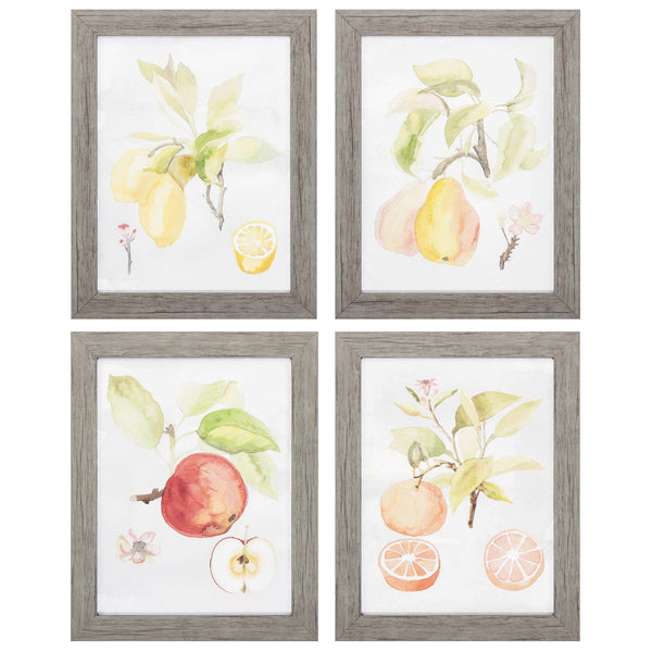 Modern Picture Frames - 15" X 19" Woodtoned Frame Watercolor Fruit (Set of 4)