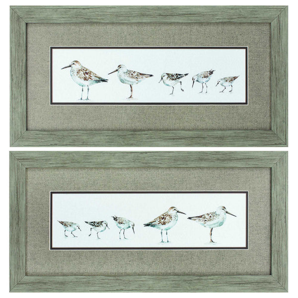 Painting Picture Frames - 26" X 13" Woodtoned Frame Pebbles & Sandpipers (Set of 2)