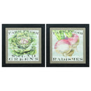 Hanging Picture Frames - 16" X 16" Distressed Black Frame Greens Radishes (Set of 2)