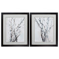 Picture Frame Collage Wall - 26" X 32" Brown Frame Watercolor Branches (Set of 2)