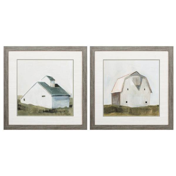 Picture Frame Collage Wall - 27" X 27" Woodtoned Frame Serene Barn (Set of 2)