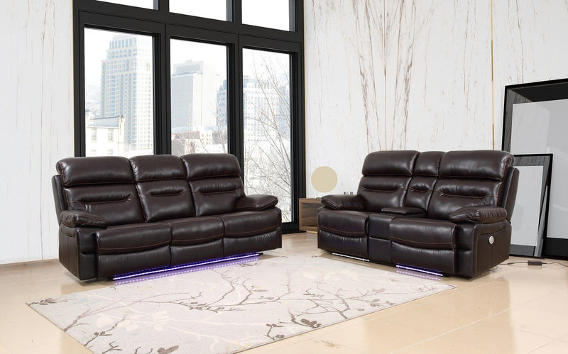 Modern Leather Sofa - 167" X 80" X 82" Brown  Power Reclining Sofa Love