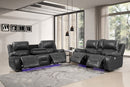 Modern Leather Sofa - 166" X 80" X 80" Gray Power Reclining Sofa Love