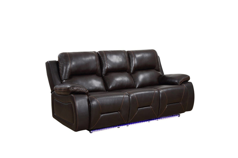 Modern Leather Sofa - 89" X 40" X 40" Brown Power Reclining Sofa