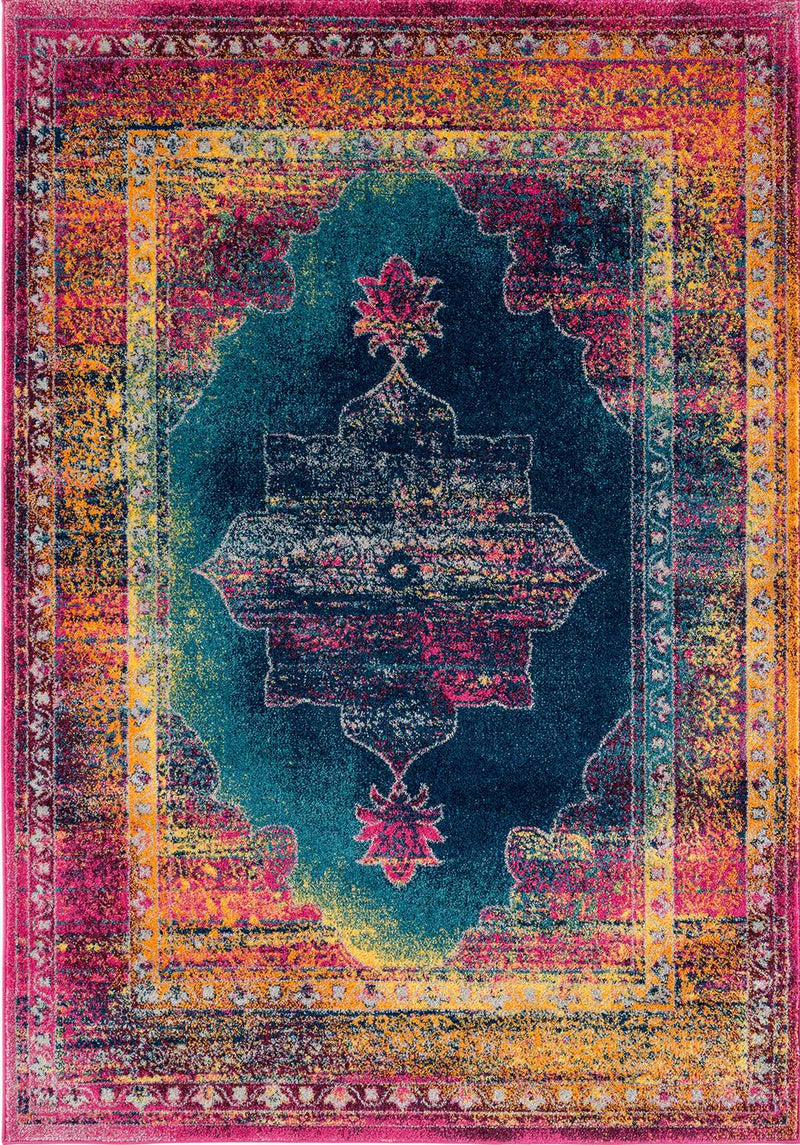 Blue Rug Living Room - 22" x 36" x 0.35" Blue Olefin/Frieze Accent Rug