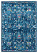 Blue Rug Living Room - 94" x 126" x 0.35" Blue Olefin/Frieze Area Rug