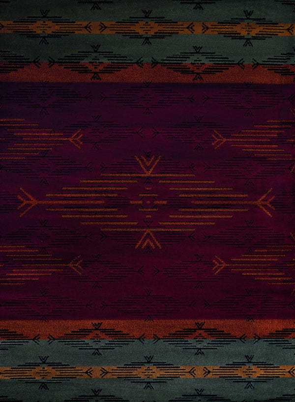 Blue and Grey Rug - 94" x 126" x 0.4" Red Polypropylene Oversize Rug