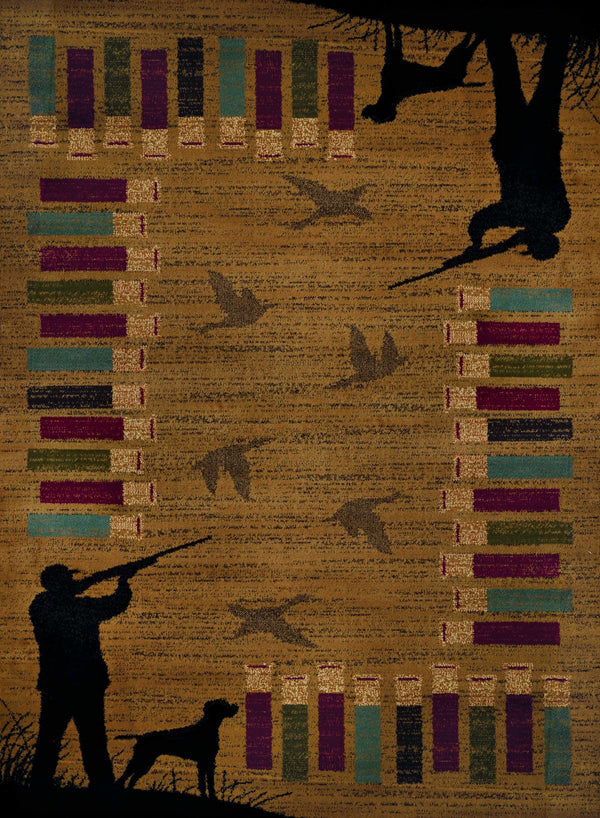 Blue and Grey Rug - 94" x 126" x 0.4" Gold Polypropylene Oversize Rug