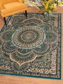 Carpets and Rugs - 63" x 86" x 0.39" Cerulean Polyester Area Rug