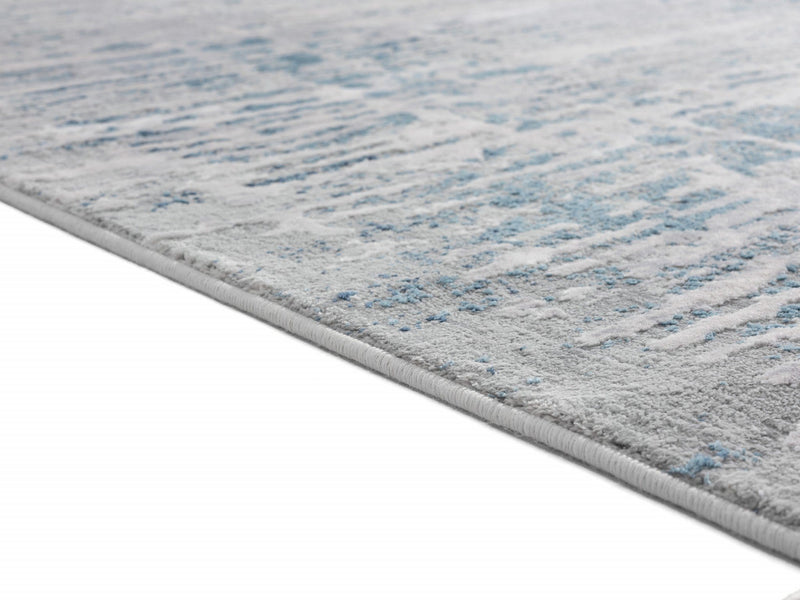Long Runner Rugs - 31" x 86" x 0.39" Blue Viscose/Polyester Runner Rug