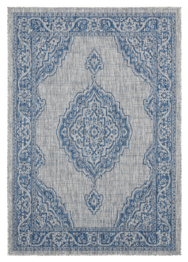Blue Rug Living Room - 94" x 126" x 0.04" Blue Polypropylene Oversize Rug